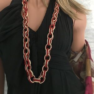 Red/Gold chunky link statement necklace